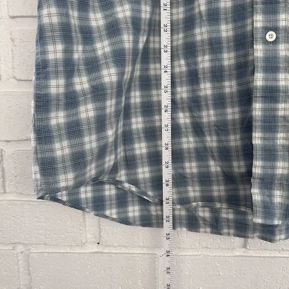 Nautica XXL Button Up Short Sleeve Shirt 80s Two Ply Cotton Blue Plaid - Picture 5 of 7
